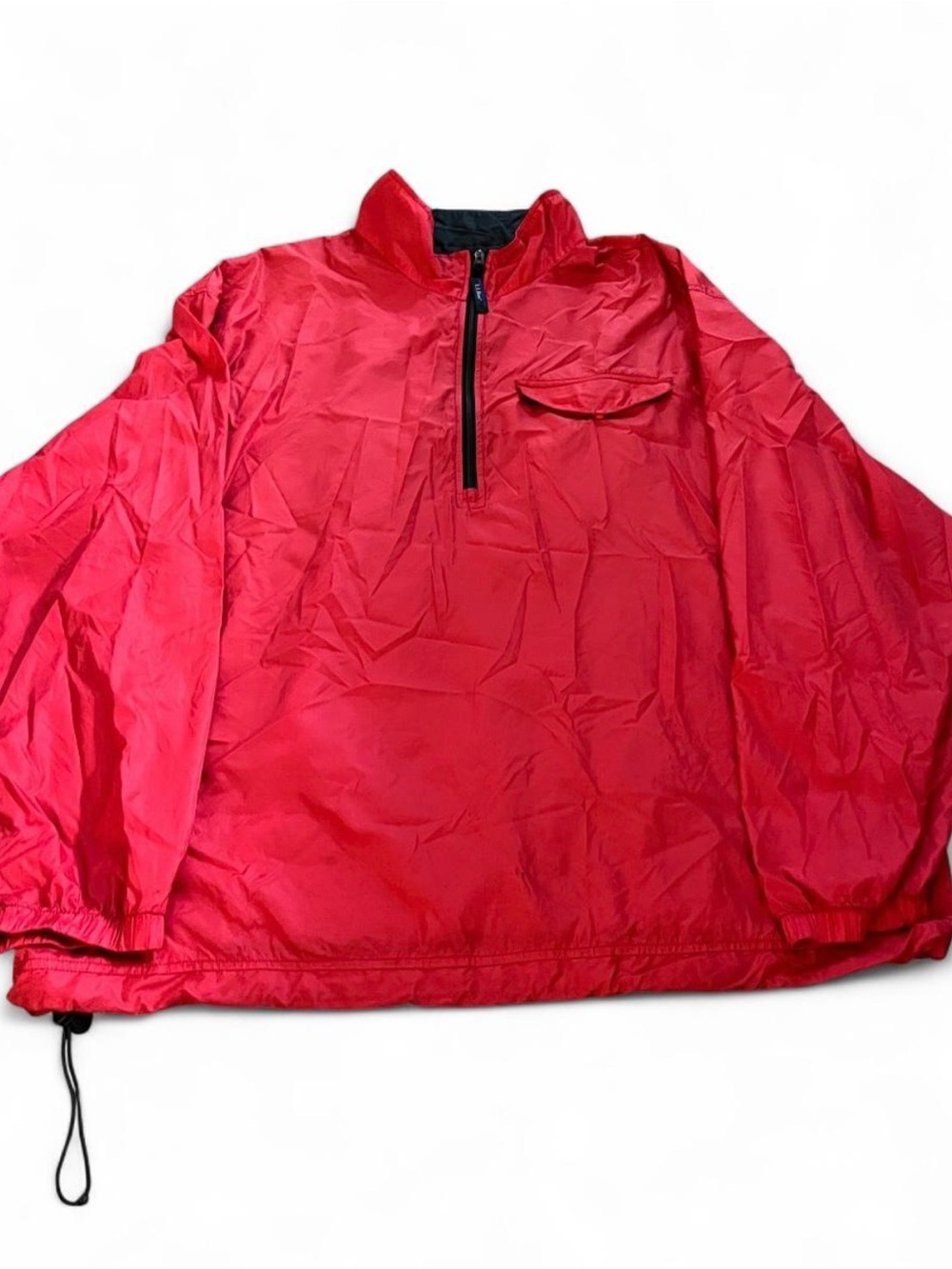 Men’s Vintage LL Bean 90s Red Nylon 1/2 Zip Windbreaker Size XXL